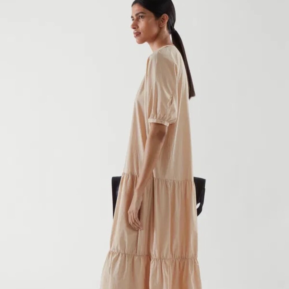 COS Organic Cotton Tiered Maxi Dress Sz 8